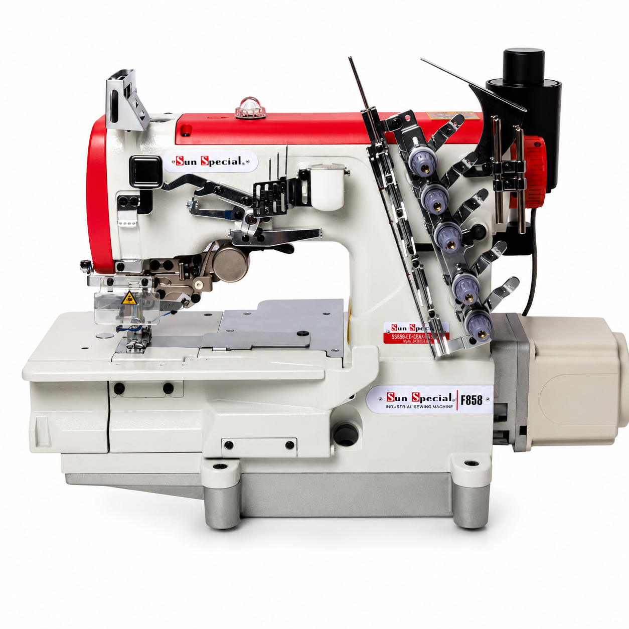 Máquina de Costura Industrial Galoneira Plana Eletrônica Direct Drive com Corte de Linha SS858-ED-01-CBX-364-UT - Sun Special