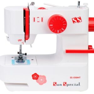 Máquina de Costura Doméstica Mecânica Sun Special SS030-HT Autovolt – Branca e Vermelha