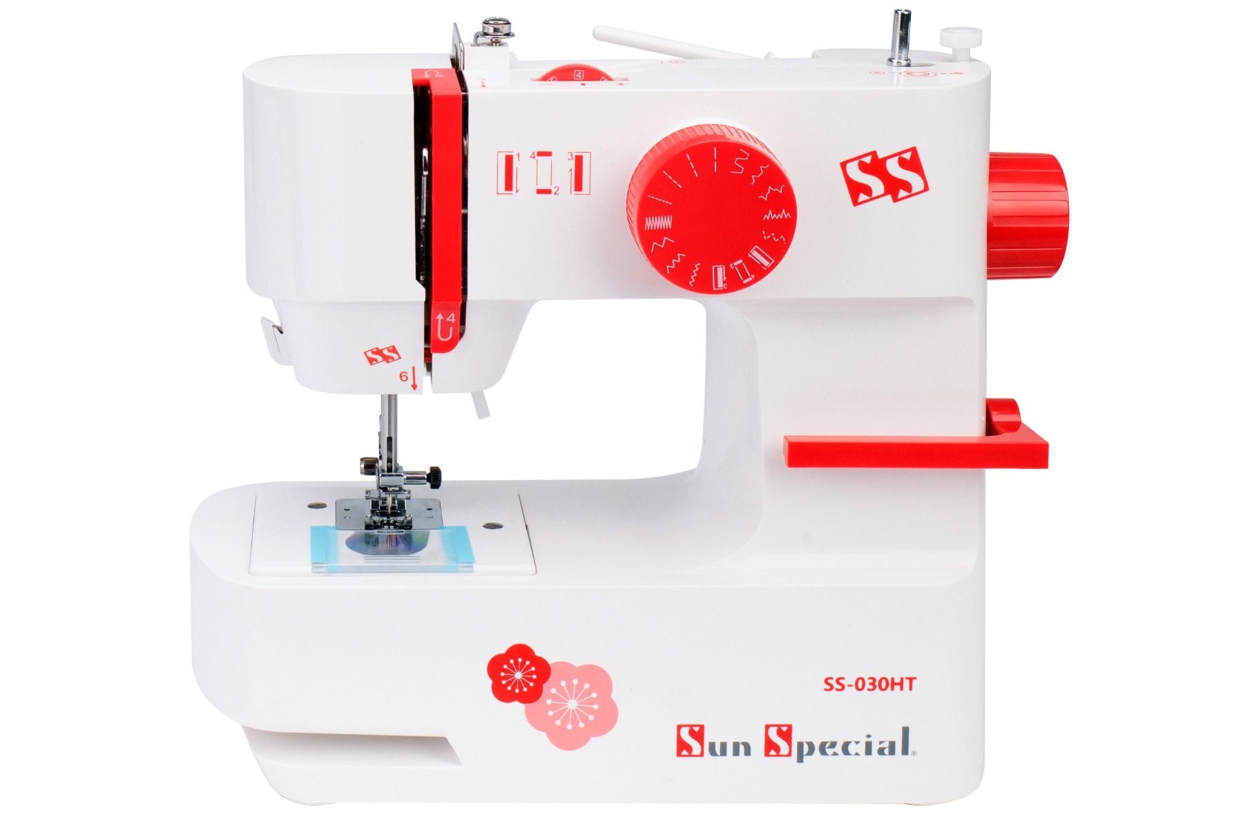 Máquina de Costura Doméstica Mecânica Sun Special SS030-HT Autovolt – Branca e Vermelha